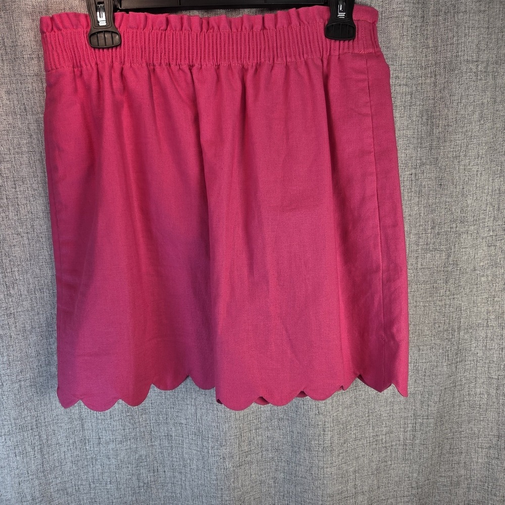 J Crew Women's 90's Pink Linen Blend Scalloped Hem Sz 4 Casual Skirt Preppy